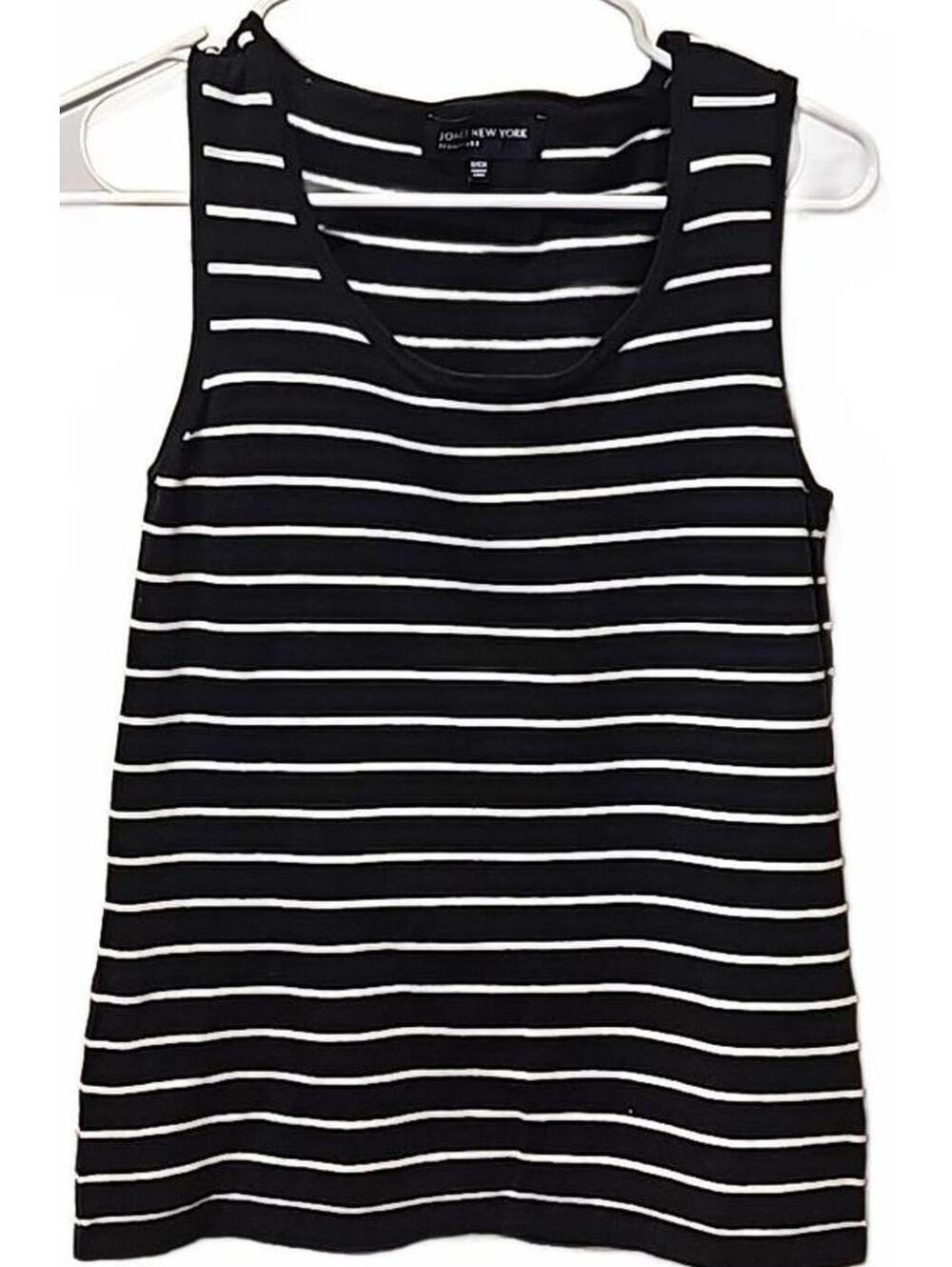 Jones New York black and white striped sleeveless shirt size Small